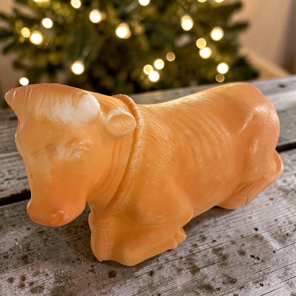 Vintage Empire Plastic Blow Mold Nativity Cow Ox Figurine 14" 024660